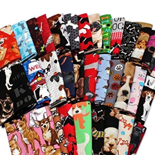 10 Fat Quarters - Dogs Fat Quarter Bundle Dog Puppy Puppies Canine...