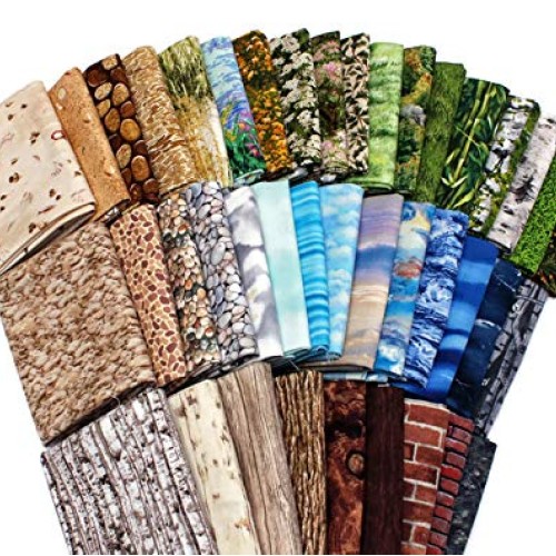10 Fat Quarters - Landscape Quilt Collage Fat Quarter Bundles Natu...