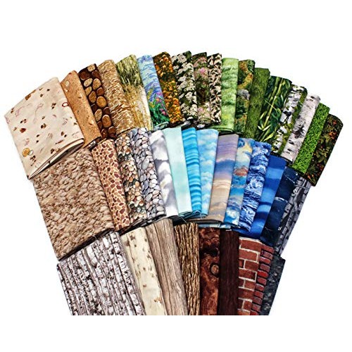 10 Fat Quarters - Landscape Quilt Collage Fat Quarter Bundles Natu...