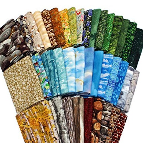 10 Fat Quarters - Landscape Quilt Collage Fat Quarter Bundles Natu...