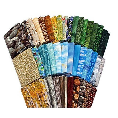 10 Fat Quarters - Landscape Quilt Collage Fat Quarter Bundles Natu...
