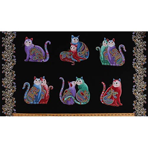 23.5 X 44 Panel Cats Cat Couples Sweethearts Paisleys Swirls Mul...