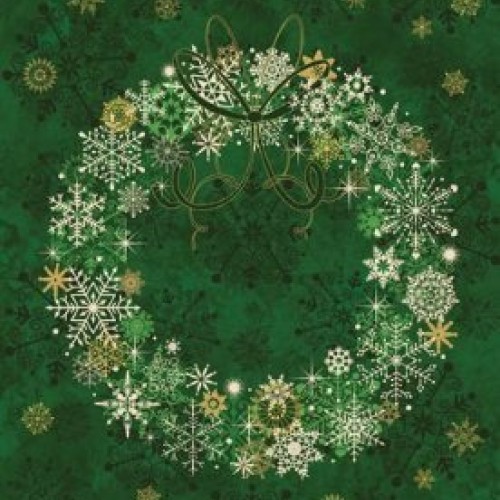 23.5 X 44 Panel Christmas Wreath Snowflakes Holiday Green Gold S...