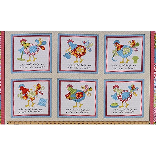 23.5 X 44 Panel Cotton Little Red Hen Nursery Rhyme Chickens Far...
