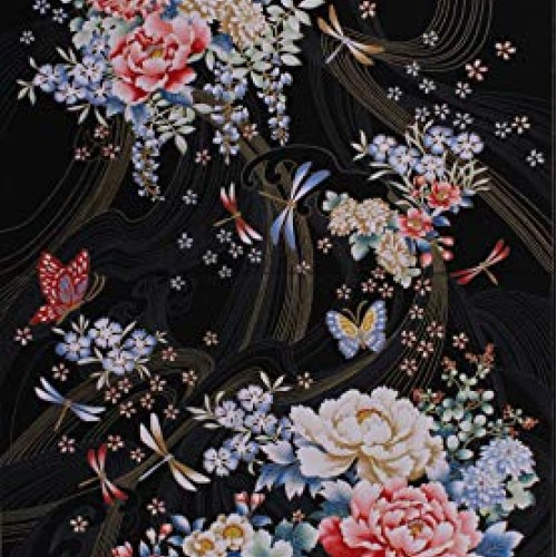 23.5 X 44 Panel Niwa Floral Flowers Peonies Butterflies Dragonfl...