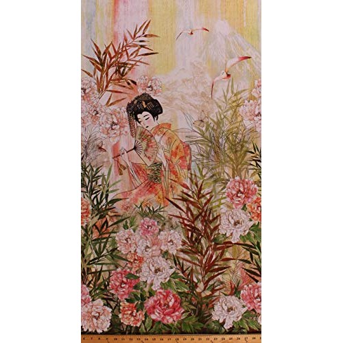 23.5 X 44 Panel Peony Peonies Floral Flowers Asian Lady Japanese...