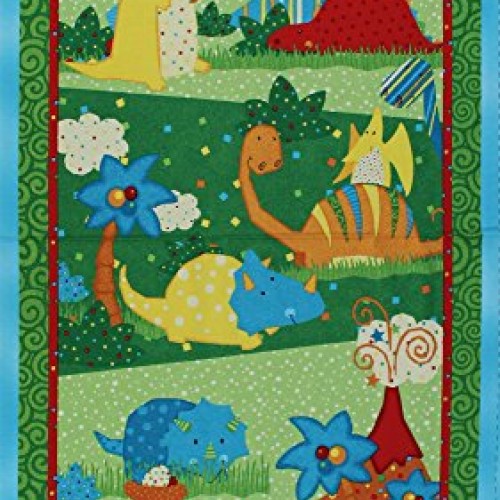 24.5 X 44 Panel Dinosaurs Dinos Stegosaurus Triceratops Pterodac...