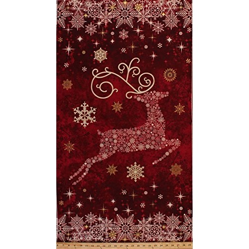 24 X 44 Panel Reindeer Snowflakes Stars Festive Winter Holiday C...