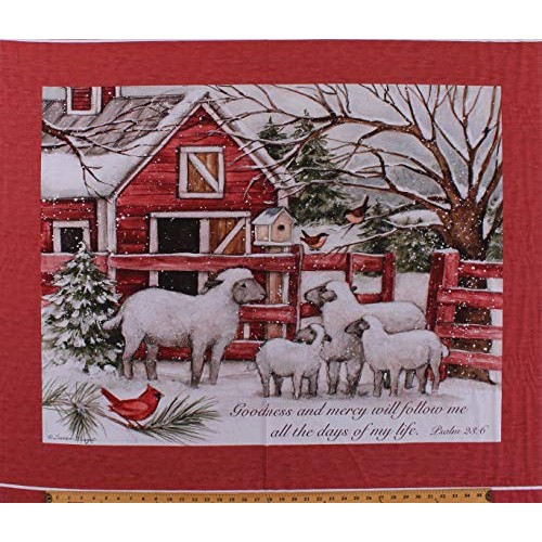 36 X 44 Panel Sheep Lambs Winter Barn Country Scene Psalm 23 Lor...