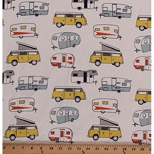 44 Lightweight Duck Canvas Retro Campers Vintage VW Volkswagon Vo...