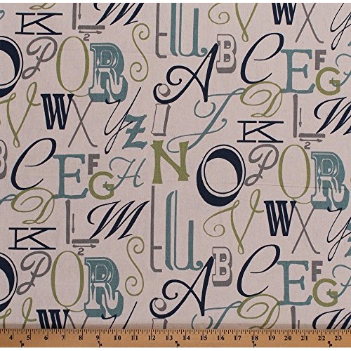 44 Lightweight Duck Canvas Retro Vintage Alphabet Letters Letteri...