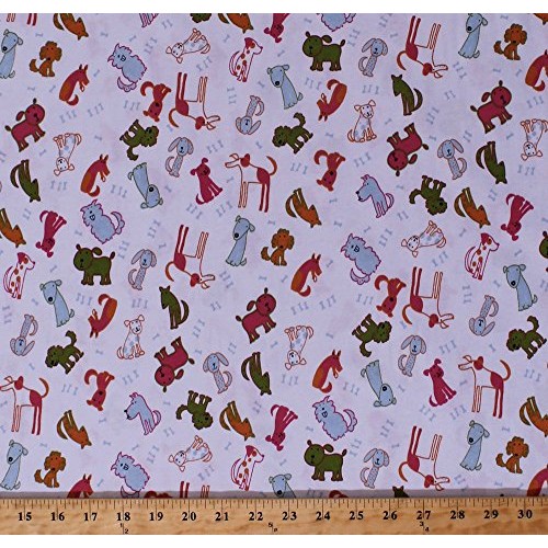 58 Knit Dogs Puppy Puppies Bones Animals on White Lightweight 4-W...