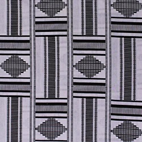 Cotton African Design Black and White Abstract Geometric Stripes A...