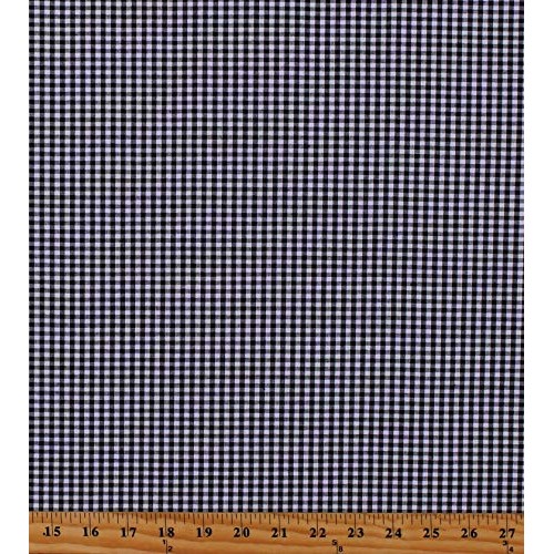 Cotton Carolina Gingham 1/8 Black and White Gingham Check Squares...