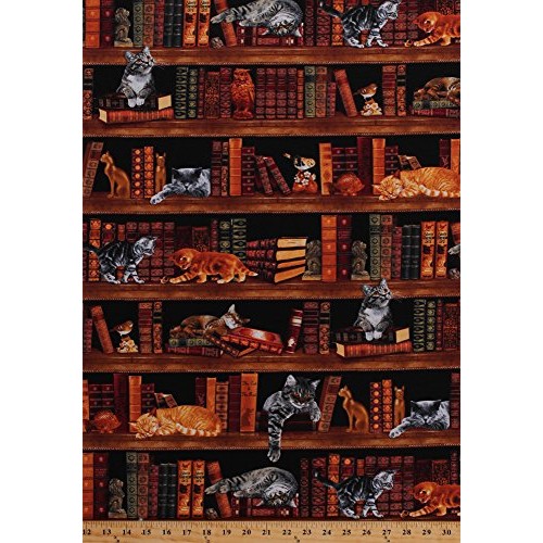 Cotton Cats Kittens Books Library Bookshelves Bookcase Bookworm Li...