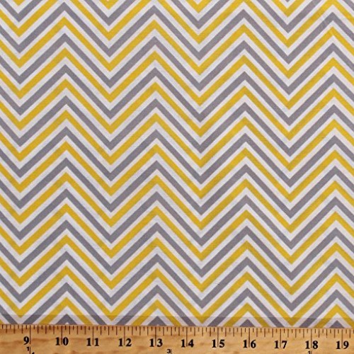 Cotton Chevron Stripes Gray Yellow White Chevron Striped Zig Zags ...