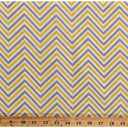 Cotton Chevron Stripes Gray Yellow White Chevron Striped Zig Zags ...