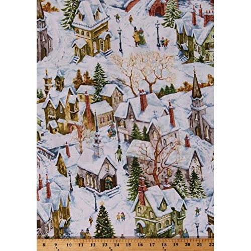 Cotton Christmas Village Snowy Winter Scenic Buildings Churches Br...