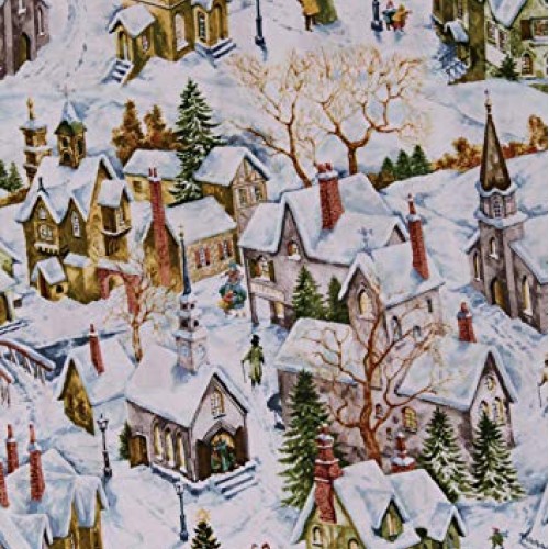 Cotton Christmas Village Snowy Winter Scenic Buildings Churches Br...