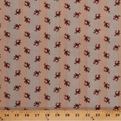 Cotton Civil War Reproduction Summit Rose Roses Floral Flowers Bei...