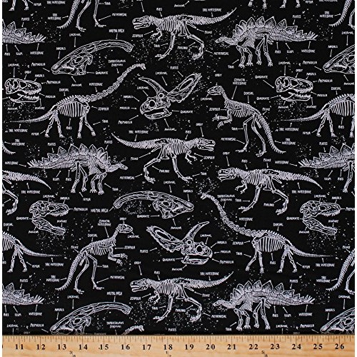 Cotton Dinosaurs Dino Skeletons Skulls Bones Bone Names T-Rex Tric...