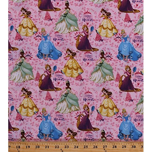 Cotton Disney Princess Cinderella Rapunzel Tiana Belle Castles Tia...