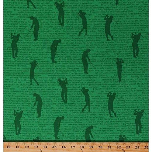 Cotton Golf Hole in One Golfing Phrases Sports Green Fabric Print ...