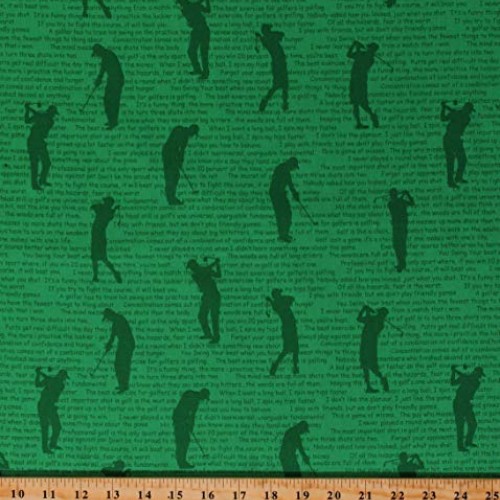 Cotton Golf Hole in One Golfing Phrases Sports Green Fabric Print ...