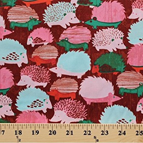 Cotton Hedgehogs Animals Pink Brown Children Kids Woodlands Cotton...