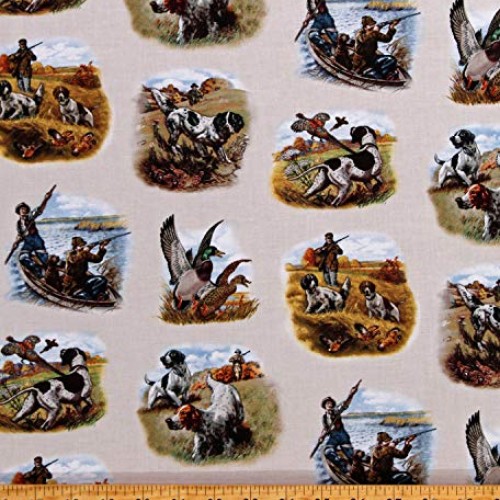 Cotton Hunting Scenes Ducks Pheasants Game Shooting Birds Dogs Spa...