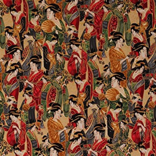 Cotton Japanese Geishas Geisha Asian Women Ladies Kimono Lanterns ...