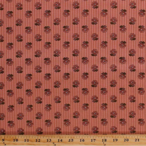 Cotton Jo Morton Amelia Flowers on Pinstripes Floral Dusty Pink Ci...