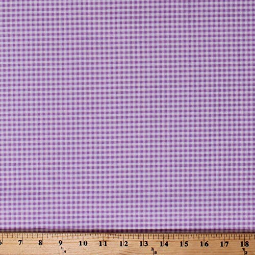 Cotton Lavender Light Purple Small Gingham Checks Squares Cotton F...