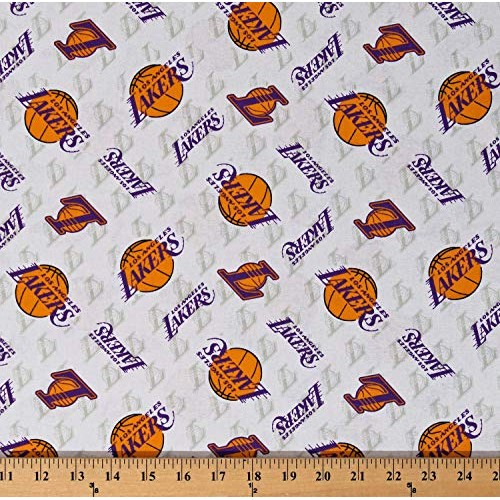 Cotton Los Angeles Lakers White NBA Pro Basketball Sports Team Cot...