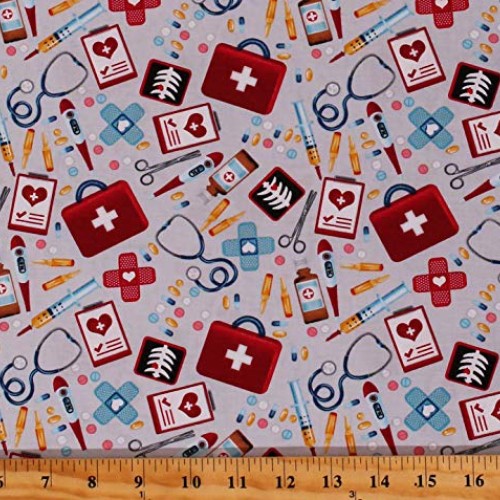 Cotton Medical Equipment Stethoscope Nurses Big Hugs Cotton Fabric...