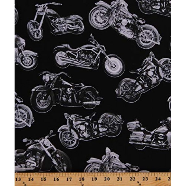Cotton Motorcycles Vintage Classic Motorbikes Silver Tossed Bikes ...
