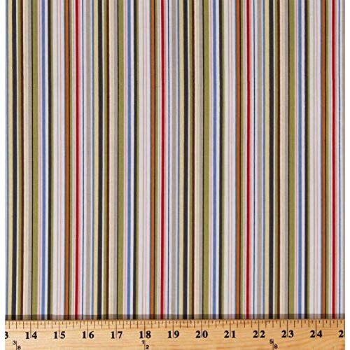 Cotton Multi-Color Stripes Green Striped Avignon Cotton Fabric Pri...
