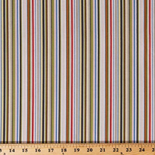 Cotton Multi-Color Stripes Green Striped Avignon Cotton Fabric Pri...