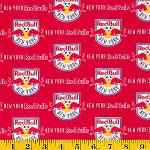 Cotton New York Red Bulls on Red MLS Soccer Sports Team Cotton Fab...