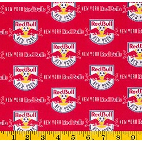 Cotton New York Red Bulls on Red MLS Soccer Sports Team Cotton Fab...