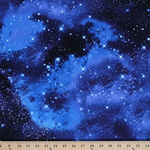 Cotton Outer Space Galaxy Stars Cotton Fabric Print by the Yard S...