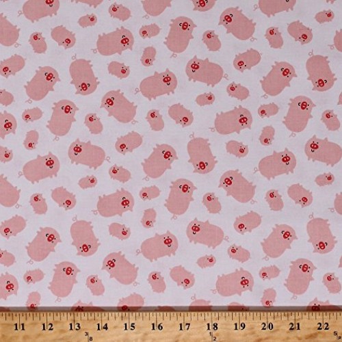 Cotton Pigs Piglets Piggies Hogs Farm Animals Kids Childrens Pink...