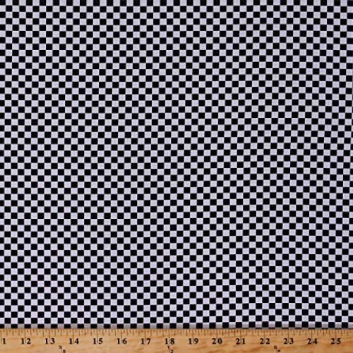 Cotton Racing Check Black and White Checks Checkers Checkered Squa...