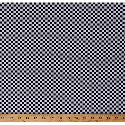 Cotton Racing Check Black and White Checks Checkers Checkered Squa...