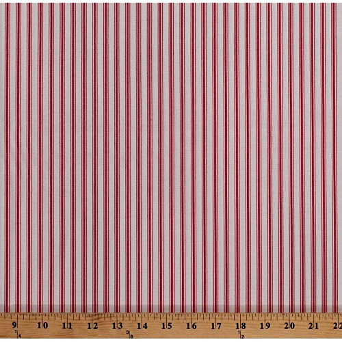 Cotton Red and White Stripes Striped Country Days Cotton Fabric Pr...