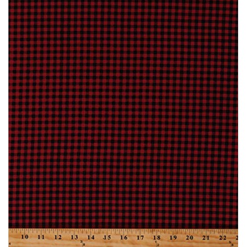 Cotton Red Black Plaid Tiny Checks Checkered Squares Buttermilk Wi...