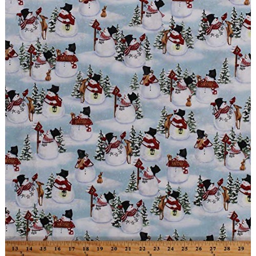 Cotton Snowmen Snowman Birds Winter Festive Holiday Christmas Snow...