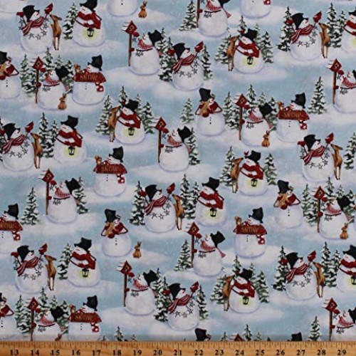 Cotton Snowmen Snowman Birds Winter Festive Holiday Christmas Snow...
