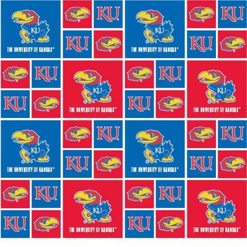 Cotton University of Kansas College Team Sports Cotton Fabric Prin...