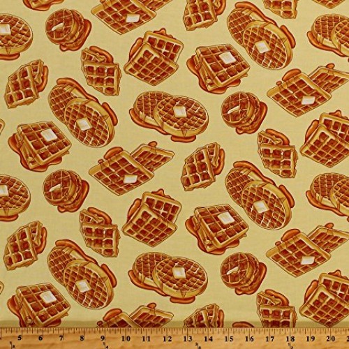 Cotton Waffles Breakfast Food Kitchen Culinary Syrup Butter Yellow...